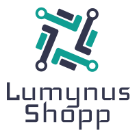 logo da empresa Lumynus Shopp, ele tem um caráter tecnológico e nos dá uma sensação de movimento.